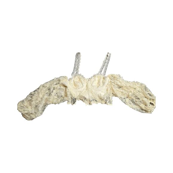 For Love & Lemons Ysabelle Lace Crop Top Size: L - Picture 2 of 8